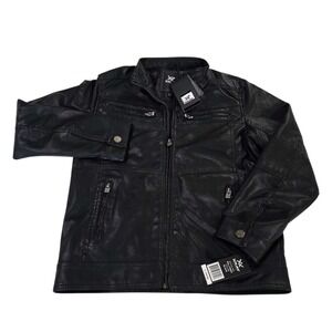 NWT XRAY Jeans Faux Leather Motorcycle Jacket Boys Size 14-16 Black Outerwear
